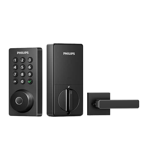 Matte Black Single Cylinder Electronic Deadbolt with Lever Set
