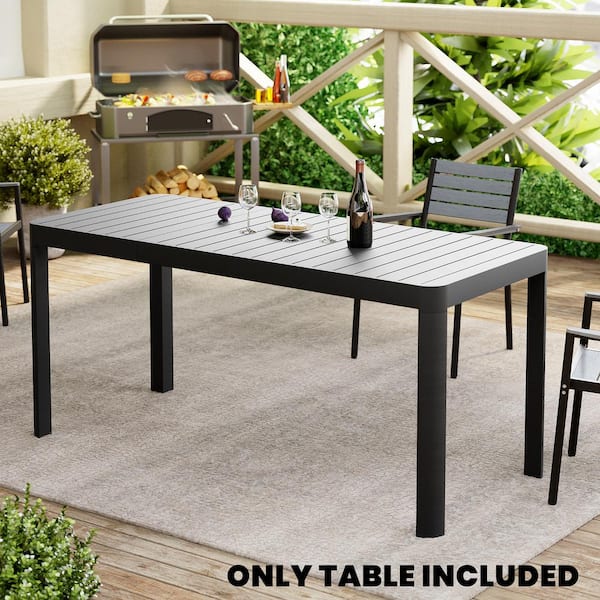 Crestlive Products Dark Gray Rectangular Aluminum Outdoor Patio Dining Table with Extension 63.78 in.