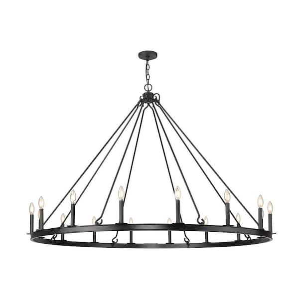 Unbranded Barclay 16 Light Matte Black Chandelier for Indoor Use with No Bulbs Included