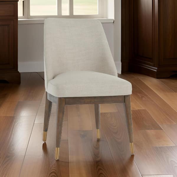 Benjara Beige, Gold and Brown Polyester Metal Frame Dining Chair