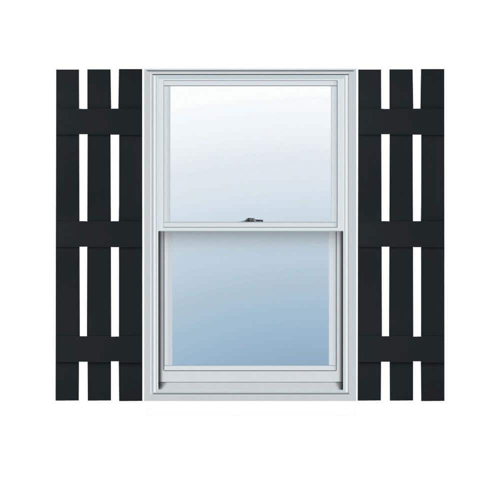 12 in. x 63 in. Lifetime Vinyl Standard Three Board Spaced Board and Batten Shutters Pair Black price history on PriceWatchPro