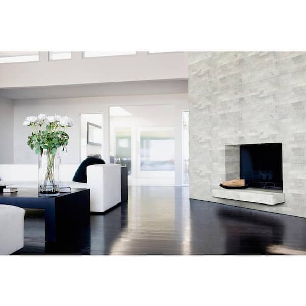Cosmic White Ledger Panel 6 in. x 24 in. Natural Marble Wall Tile (10 Cases/60 sq. ft./Pallet)