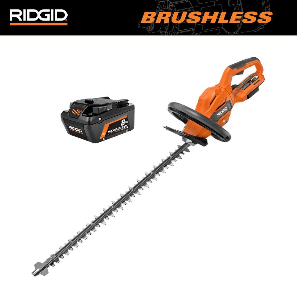 RIDGID 18V Brushless Cordless Hedge Trimmer Kit with 8.0 Ah MAX Output EXP Lithium-Ion Battery -  OPE Collab18