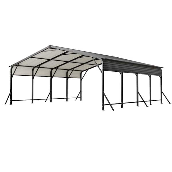 20'x20' Galvanized Steel Carport Canopy, Heavy Duty Triangle Reinforced Frame, UV-Proof Waterproof Roof, Large Capacity