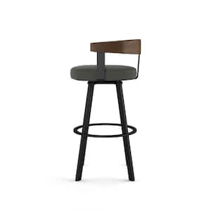 Lars 26 in. Charcoal Grey Polyester / Black Metal Swivel Counter Stool