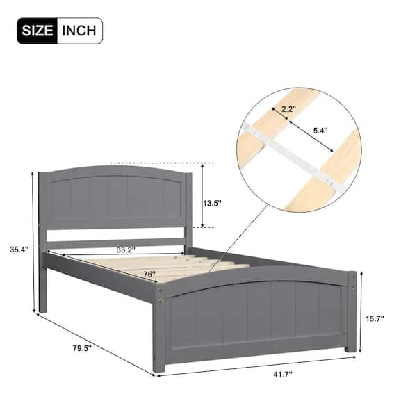 URTR 80 in. W Gray Modern King Size Platform Bed Frame with Headboard and  Footboard, Wood Bed Frame and Center Support Legs T-01163-E - The Home Depot