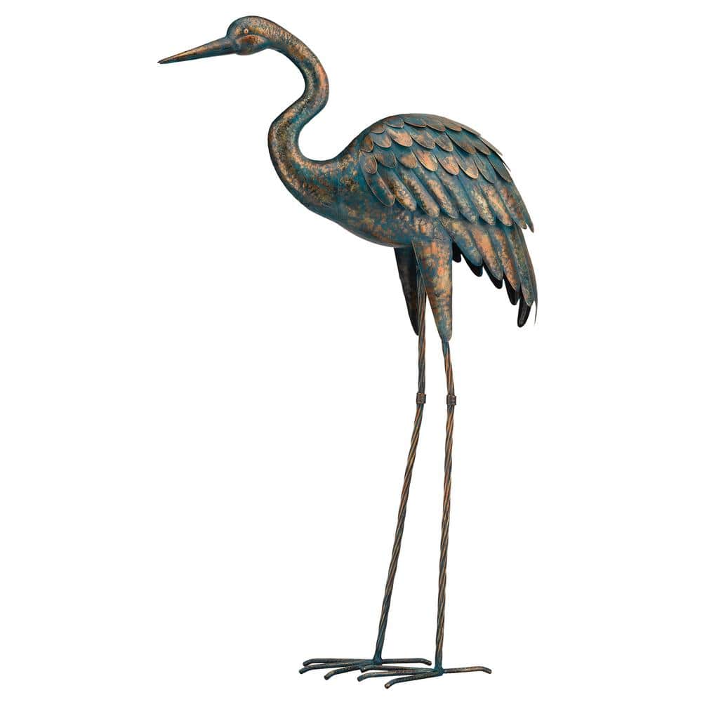 Regal Large 44 in. Metallic Patina Crane Garden Statuary 10869 The