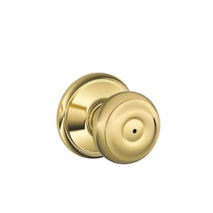 Georgian Bright Brass/Bright Chrome Privacy Bed/Bath Door Knob