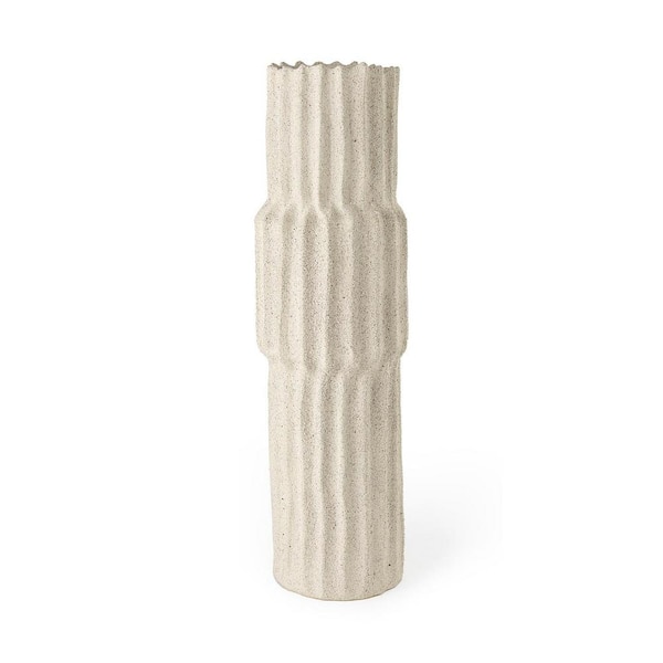 HomeRoots 23 in. White Ceramic Cylinder Decorative Vase