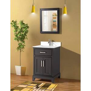 Genoa 30 in. W x 22 in. D x 36 in. H Bath Vanity in Espresso with Vanity Top in White with White Basin and Mirror