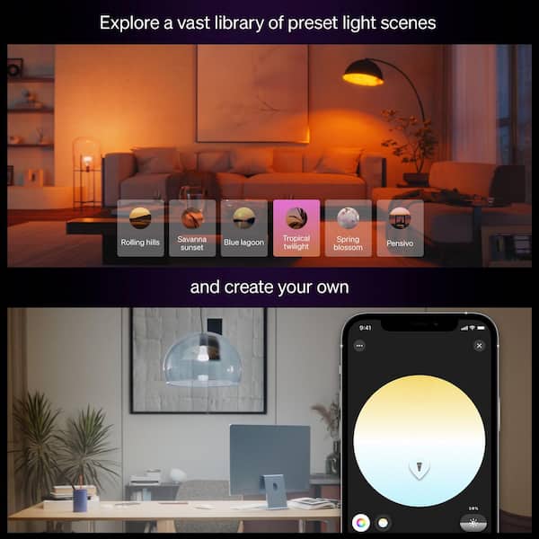 60-Watt Equivalent A19 Smart LED Color Changing Dimmable A-Style Light Bulb with Bluetooth (3-Pack)