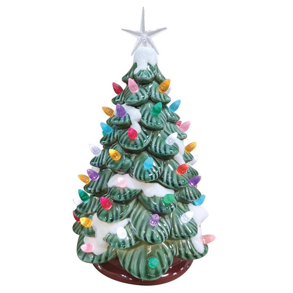 Santa's Workshop 11 in. Lighted Snow Covered Ceramic Tree 6009 - The ...