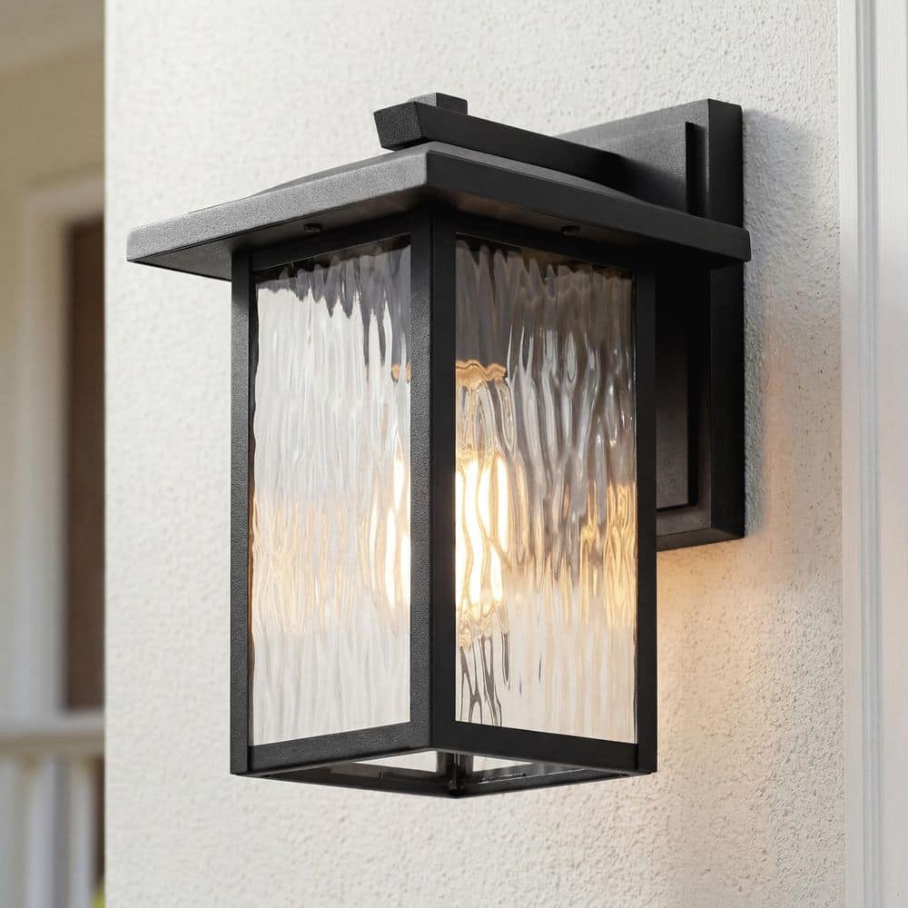 KICHLER Capanna 10.25 in. 1-Light Textured Black Outdoor Hardwired