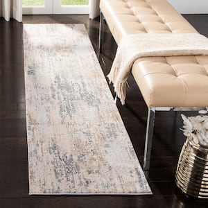 Invista Cream/Gray 2 ft. x 8 ft. Abstract Distressed Runner Rug