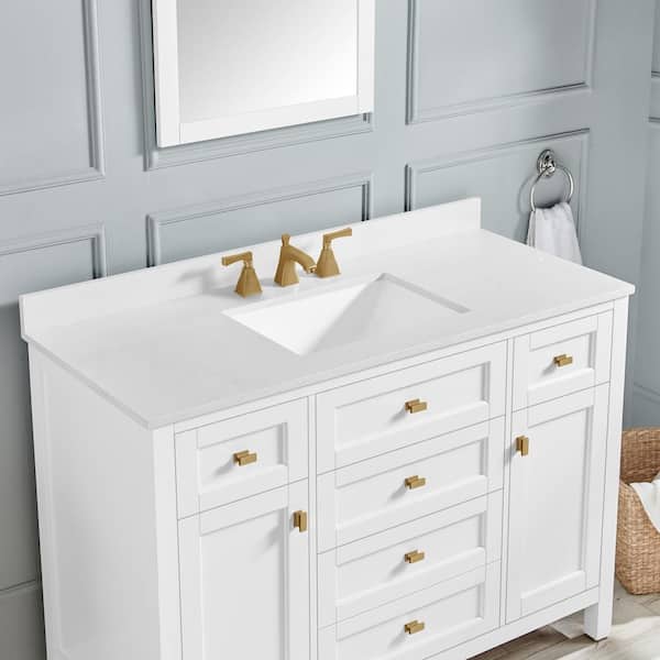 Juniper 48 in. Vanity in White with Engineered Stone Top & Ceramic Basin