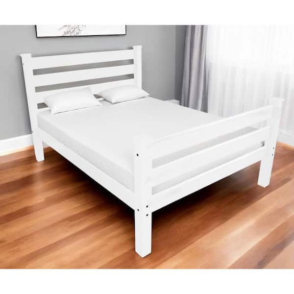 HomeRoots White Wood Frame Queen Panel Bed