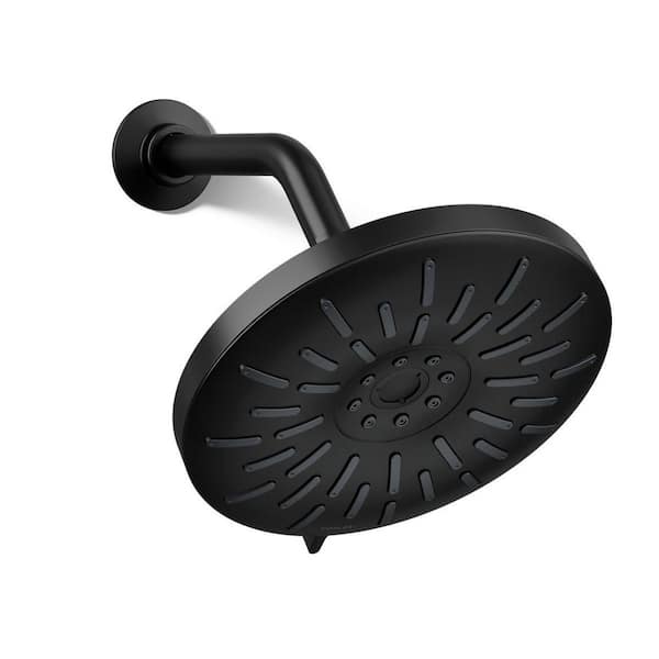 KOHLER Bellerose 3-Spray Patterns 1.75 GPM 8 in. Wall Mount Fixed Shower Head in Matte Black