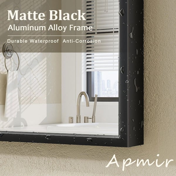 2 Pieces 26 in. W x 38 in. H Arch Aluminum Alloy Framed and Tempered Glass Wall Decor Bathroom Vanity Mirror in Black