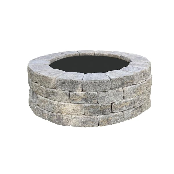Nantucket Pavers Windsor 47 in. x 16 in. Round Concrete Wood Fuel Fire Pit Kit with Steel Ring in Allegheny
