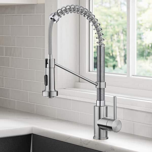 Spot Free 18- in. Kitchen Faucet with Dual Function Pull-Down Sprayhead in all-Brite Stainless Steel/Chrome Finish