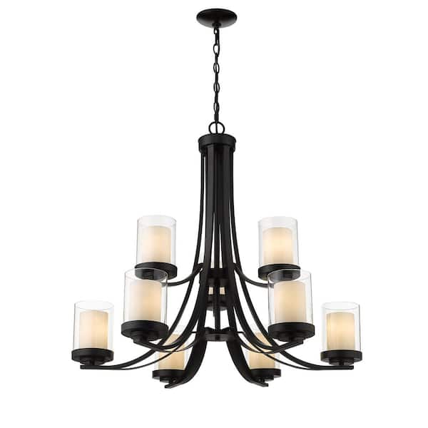 Willow 9-Light Matte Black Chandelier with Glass Shade 426-9-MB