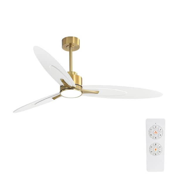 WINGBO 60 in. LED Indoor Gold and White Ceiling Fan with Remote