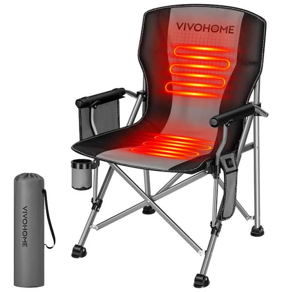 Outdoor Portable Folding Heated Camping Chair with 3 Levels of Heat for All-Day Comfort