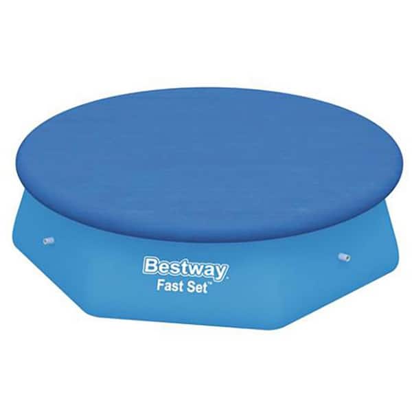 PVC 8 ft. x 8 ft. Round Blue Above Ground Pool Leaf Cover for Fast Set Pools (2-Pack)