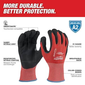 Small Red Nitrile Level 2 Cut Resistant Dipped Work Gloves