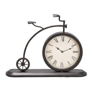 14 in. x 4 in. Black Metal Bike Vintage Analog Clock