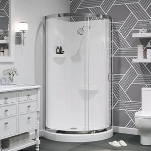 Breeze 36 in. L x 36 in. W x 76 in. H Corner Shower Kit with Reversible Sliding Door and Shower Base