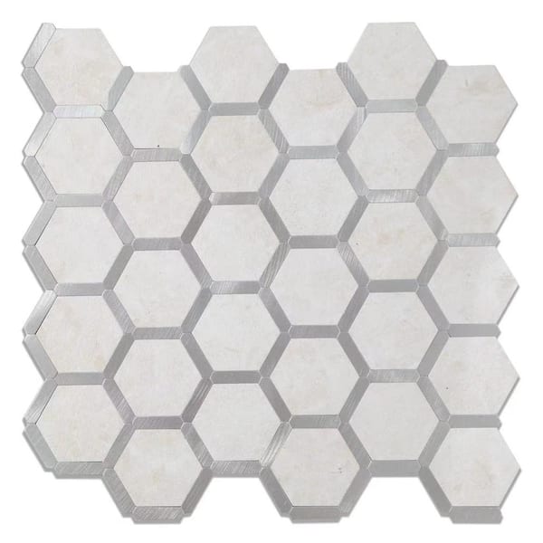 Yipscazo Hexagon Calar 12 in. x 12 in. PVC Peel and Stick Backsplash Wall Tile (10 sq.ft./10-Sheets)