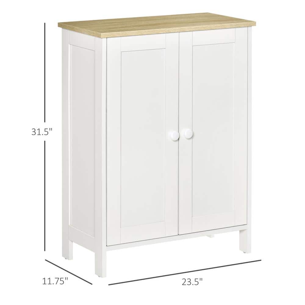 White Freestanding Office Storage Cabinet with Adjustable Shelving