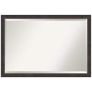 Dappled Black Brown Narrow 38.75 in. x 26.75 in. Beveled Modern Rectangle Wood Framed Bathroom Wall Mirror in Black