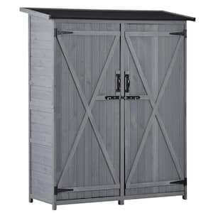 4.6 ft. W x 1.7 ft. D Gray Outdoor Wood Storage Shed with Lockable Doors, 3-Tier Shelves for Backyard, 7.6 sq. ft.