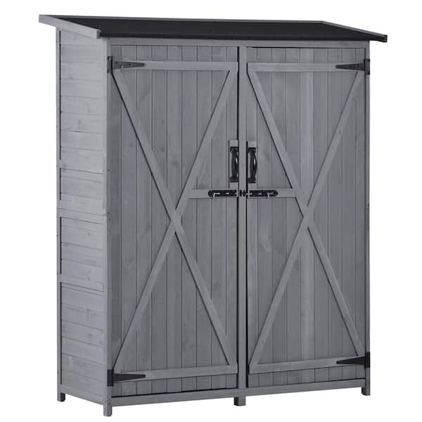 Zeus & Ruta 4.6 ft. W x 1.7 ft. D Gray Outdoor Wood Storage Shed with ...