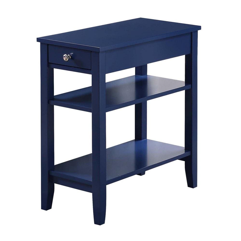 Cobalt Blue Square Wood End Table with Storage Shelves