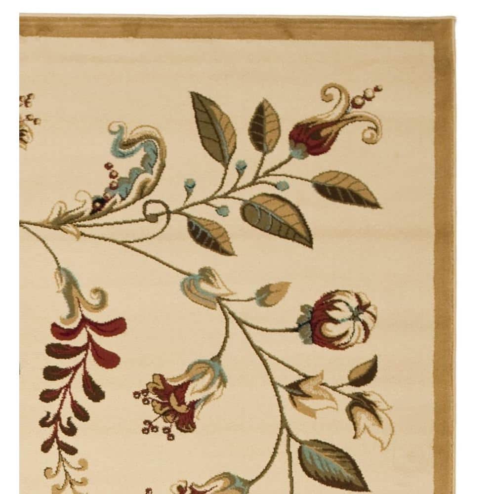 Ivory Multi Floral Synthetic Medium Pile Area Rug
