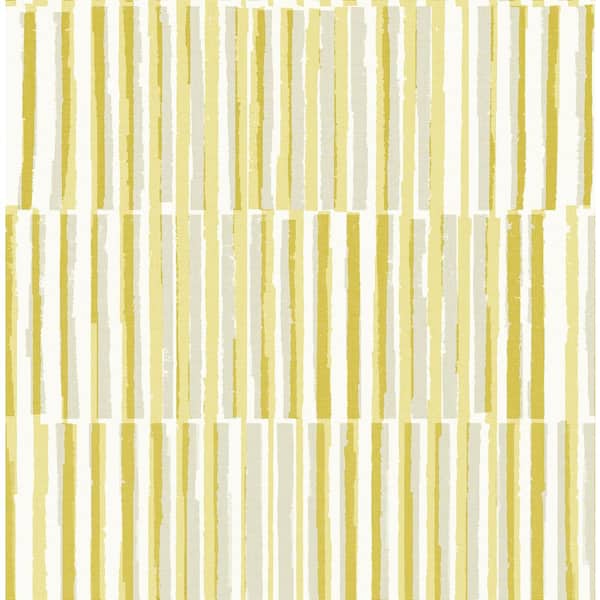 A-Street Prints Sabah Yellow Stripe Fabric Non-Pasted Matte Wallpaper