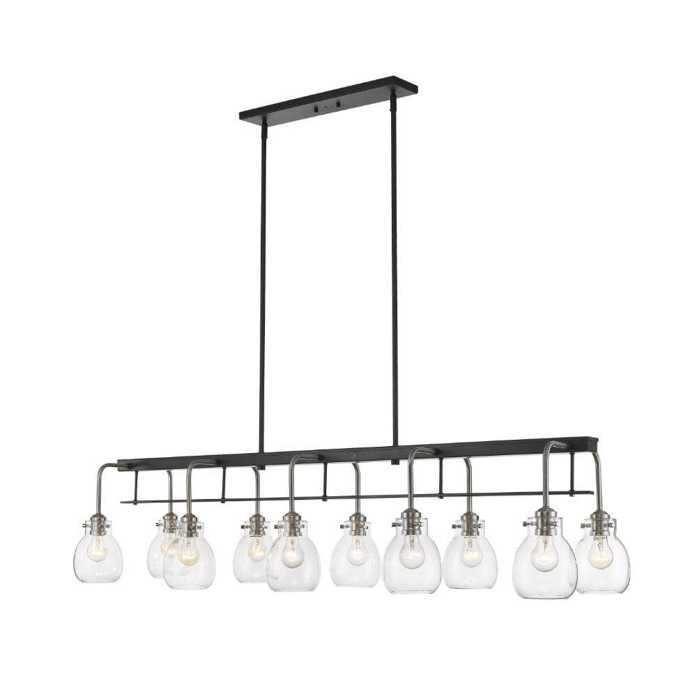Kraken 10-Light Matte Black and Brushed Nickel Indoor Shaded Chandelier wit