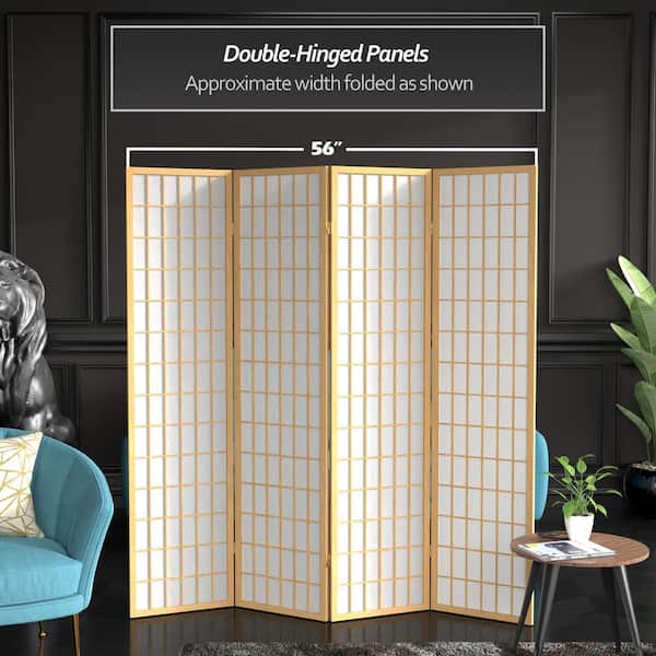 6 ft. Natural 4-Panel Room Divider