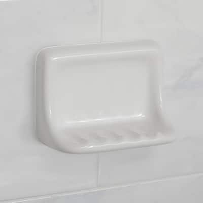 Restore 6 in. x 3 in. x 4 in. Glazed Ceramic Soap Dish in Bright White