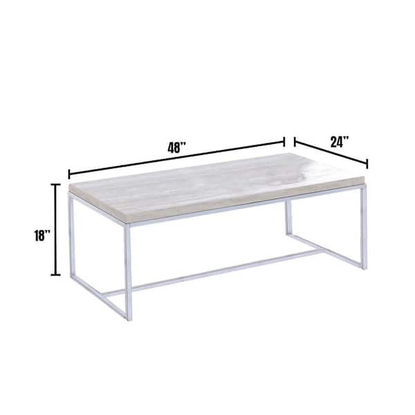Olle 48 in. Chrome Large Rectangle Wood Coffee Table
