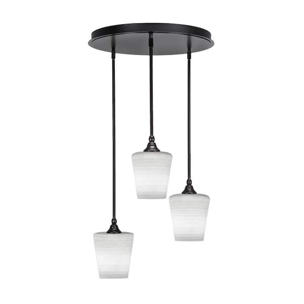 Unbranded Villa 3 Light Espresso Pendant, Cluster Pendant Light with 6 in. White Matrix Glass Shades, No bulb Included