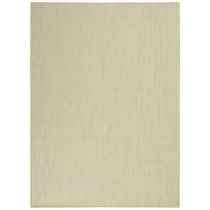 Courtyard Ivory Green 6 ft. x 9 ft. Geometric Contemporary Indoor/Outdoor Patio Area Rug