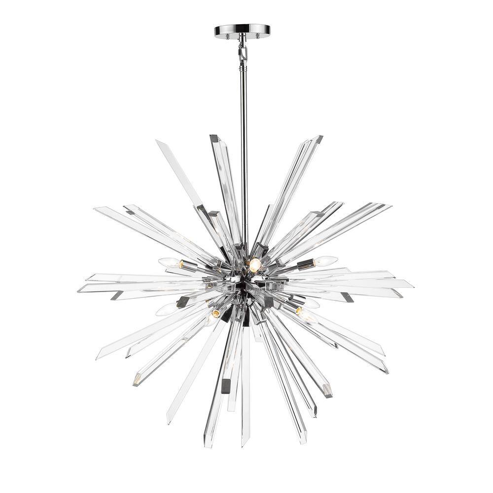 Chrome and Crystal 10-Light Modern Chandelier
