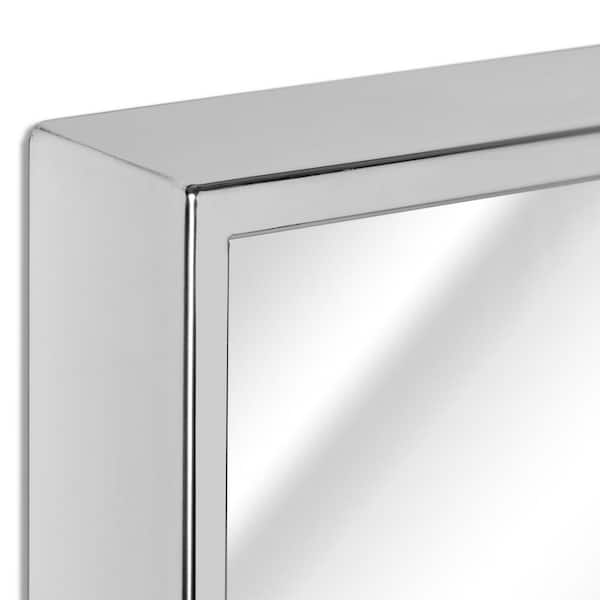 Signature Hardware 950961-36 Carpini 35-7/8 inch x 31 inch Framed Bathroom Mirror - Nickel, Silver