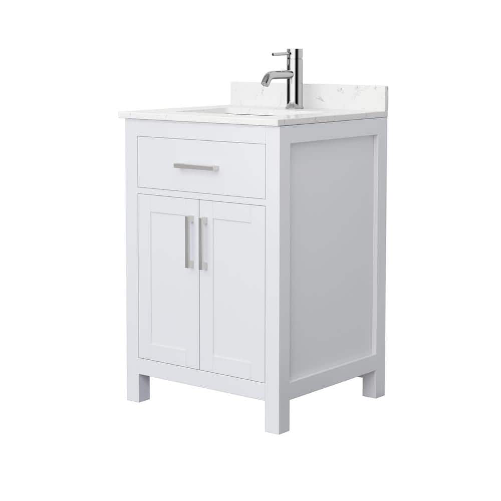 Beckett 24" White Freestanding Single Bathroom Vanity with Carrara Marble Top