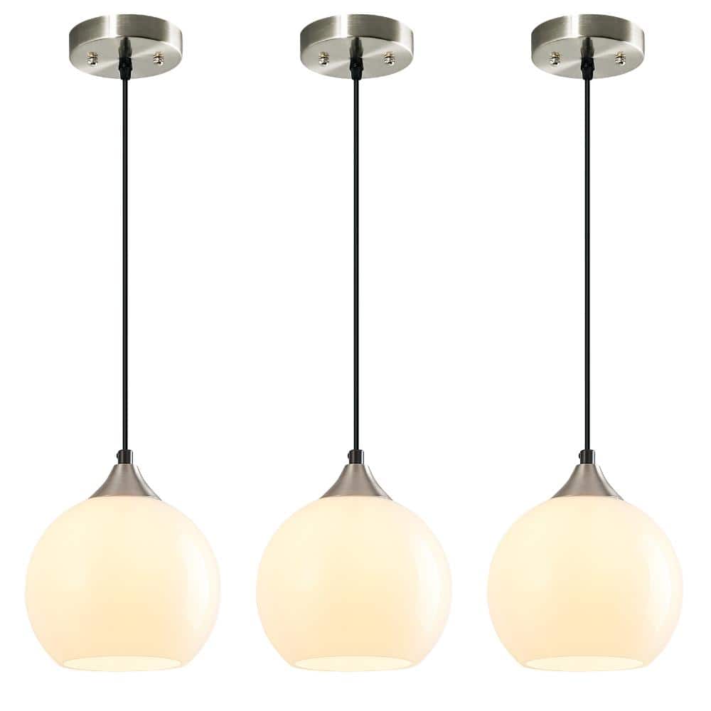 60W 3-light Milky Luster Glass Globe Pendant Light Modern Kitchen Island Globe For Bedroom price history on PriceWatchPro