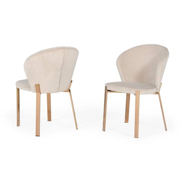 Nadia Modern Beige Velvet Dining Chair Set of 2